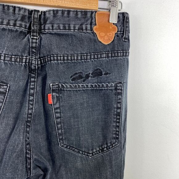 BlackJack Dark Light Washed Black Distressed Jeans Women's Size Large L - Picture 8 of 10